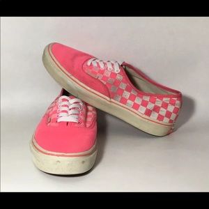 Pink and white checkered Vans. Women size 10.5